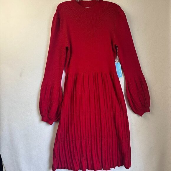 Draper James RSVP Sweater Dress Women's 2XL XXL Red Balloon Sleeve Knit midi NWT - Picture 1 of 6